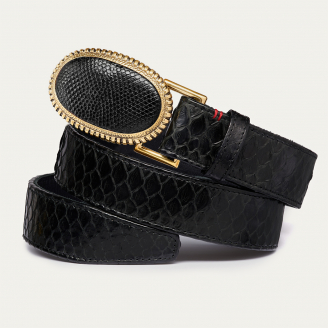 Ceinture Python Noire Dallas Dorée