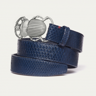 Navy Python Beetle Belt Gold