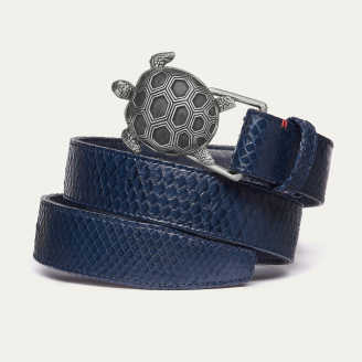 Ceinture Python Navy Tortue Argent