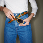 Ceinture Python Vert Orangé Dallas Noire