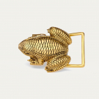 Golden Frog Embossed Tobacco Leather Belt