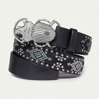 Ceinture Cuir Sumba Scarabée Argent