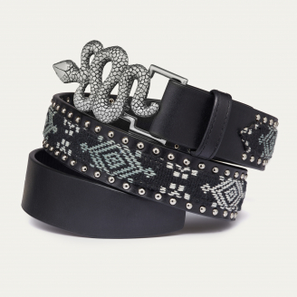 Silver Snake Sumba Leather Belt