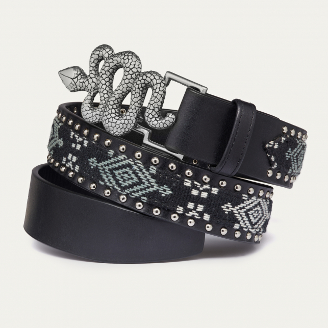 Ceinture Cuir Sumba Serpent Argent