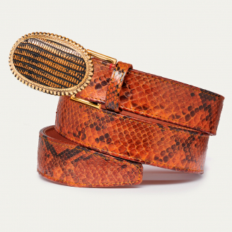 Old Gold Dallas Moka Python Belt