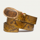 Old Gold Dallas Kaki Python Belt