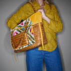 Rhomb Velvet Leather Hugo Tote Bag