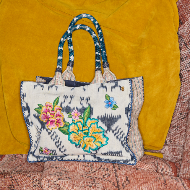 Embroidered Blue Timor Archi Bag