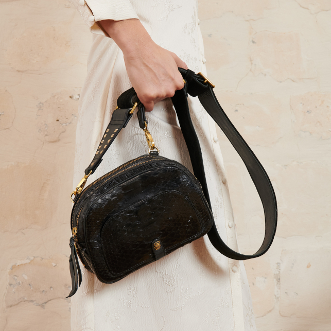 Black Python Clara Bag