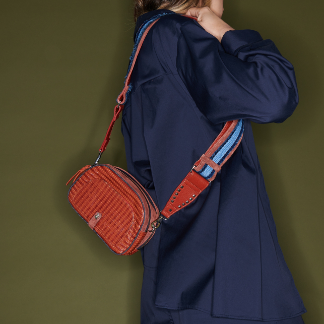 Sac Cuir Embossé Tressé Clara Rouge Brique Rouge Anko