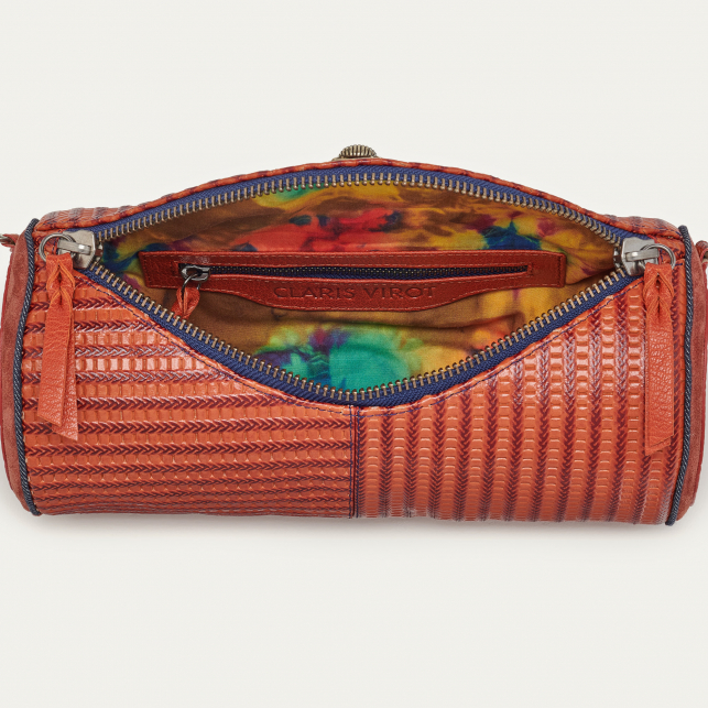 Sac Cuir Gaston Embossé Tressé Rouge Brique Rouge Anko