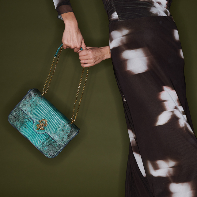 Sac Lézard Python Ava Medium Bleu Lagon