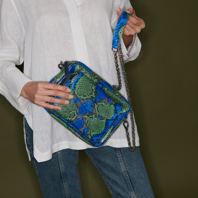 Sac Python Big Charly Bleu Vert Nénuphar
