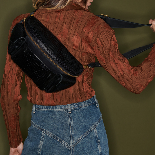 Sac Banane Python Jules Noir