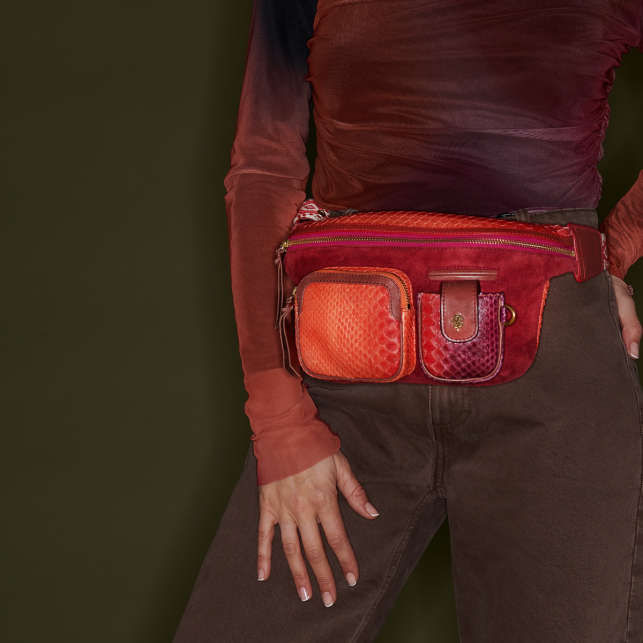 Sac Banane Python Romeo Rouge Levant