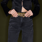 Ceinture Python Kaki Dragon Dorée