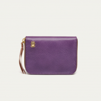 Purple Grained Leather Mini Bob Wallet