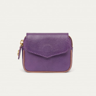 Purple Grained Leather Karl Coin Holder