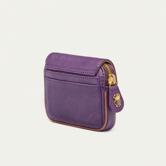 Purple Grained Leather Karl Coin Holder