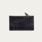 Porte Carte Cuir Embossé Croco Helena Noir