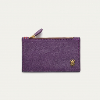Purple Grained Leather Helena Card Holder