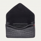 Black Embossed Croco Leather Card Holder Alex