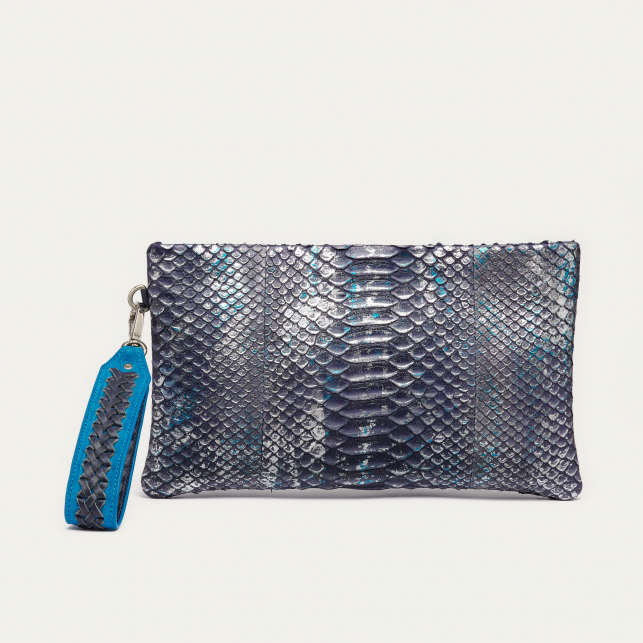 Ice Blue Python Clutch Lou