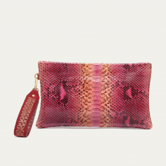 Pink Burgundy Python Clutch Lou