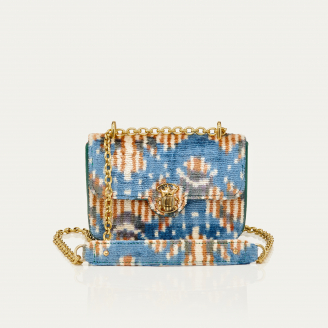 Blue Snowflake Silk Velvet Mini Ava Bag