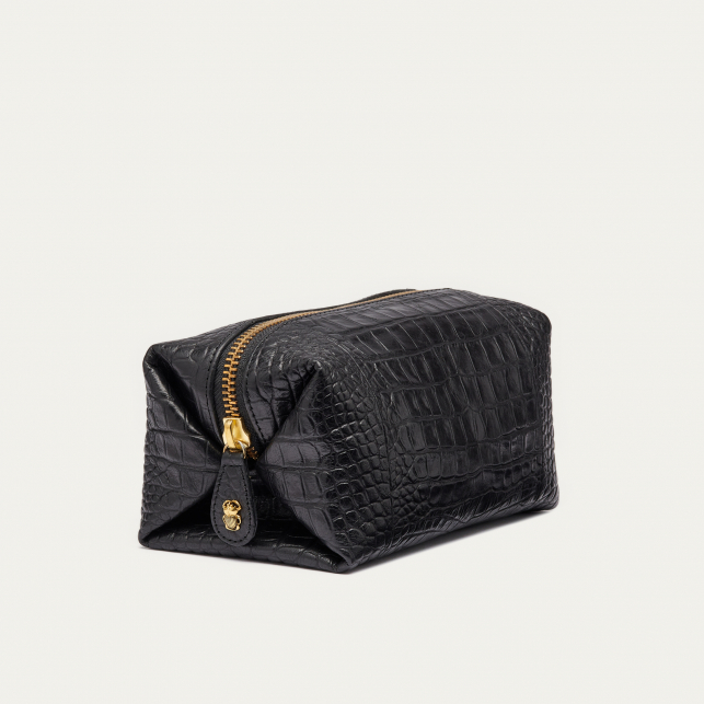 Black Embossed Croco Leather Case Paulette