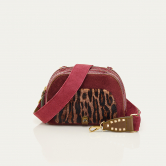 Ocelot Leather and Burgundy Python Clara Bag