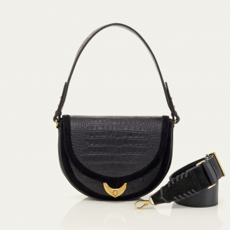 Black Embossed Croco Bag Big Victoria