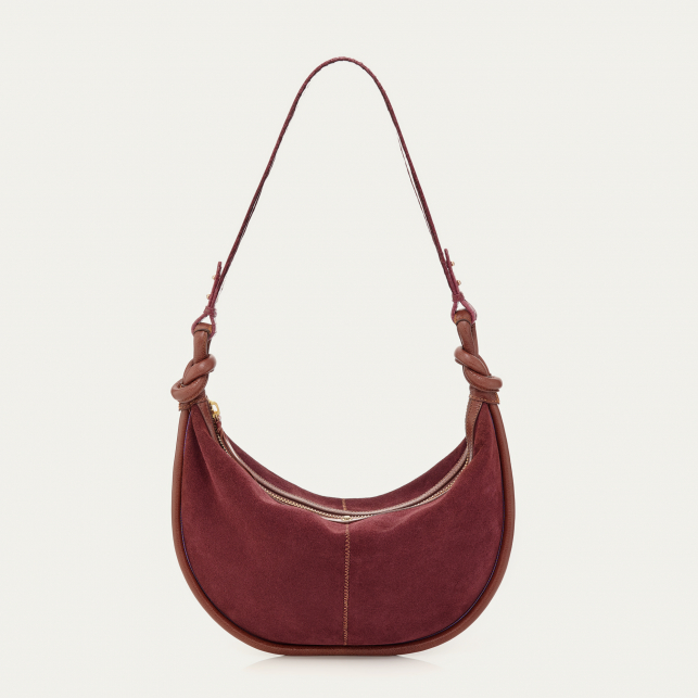 Hot Wine Suede Leather Chris Bag