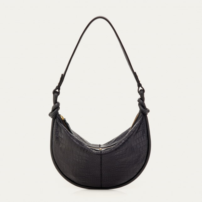 Black Croco Embossed Leather Chris Bag