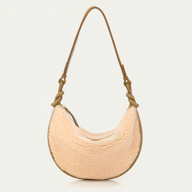 Cream Shearling Leather Chris Bag