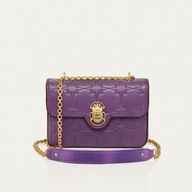 Purple Leather Embroidered Ava Medium