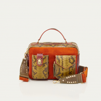 Sac Python César Mix Kaki Bordeaux