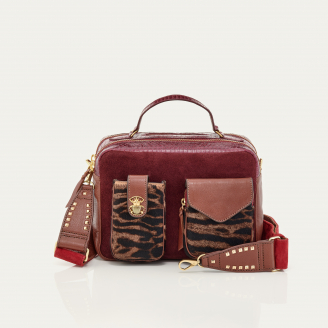 Sac Cesar Cuirs Ocelot Et Bordeaux