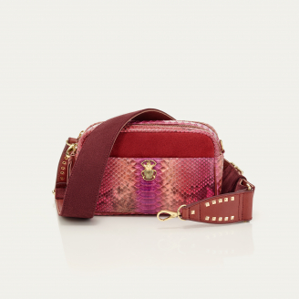 Pink burgundy Python Lily Bag