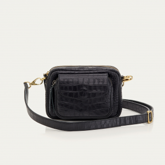 Sac Cuir Embossé Croco Baby Charly Noir