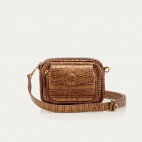 Metallic Bark Embossed Croco Leather Baby Charly Bag