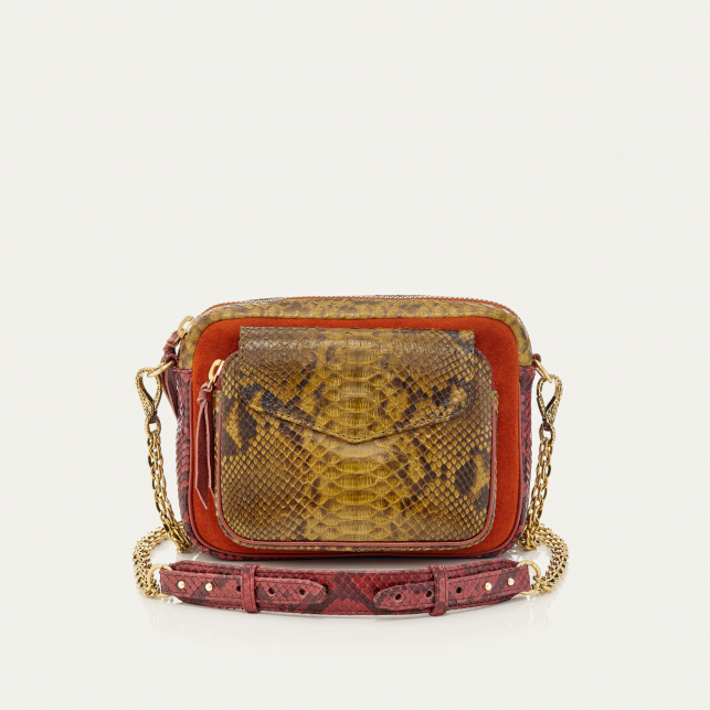 Sac Python Charly Mix Kaki Bordeaux
