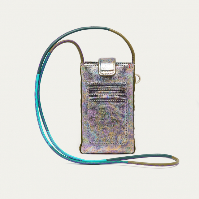 Metallic Gasoil Leather Phone Bag Double Marcus