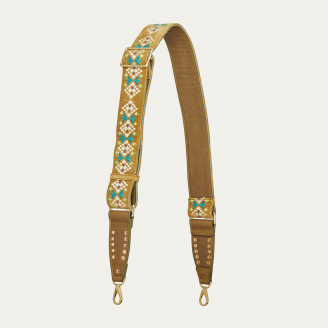 Embroidered Olive Leather Strap