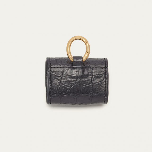 Etui Airpod Jamie Cuir Embossé Croco Noir
