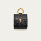 Black Croco Embossed Leather Airpod Holder Jamie