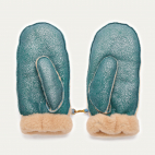 Ice Blue Metallic Shearling Mittens