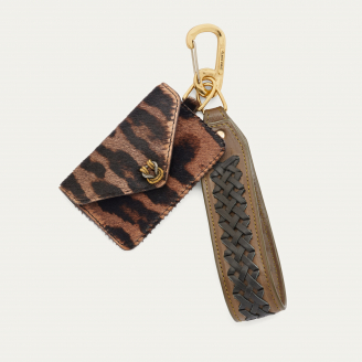 Kaki and Ocelot leathers Pedro Key Holder