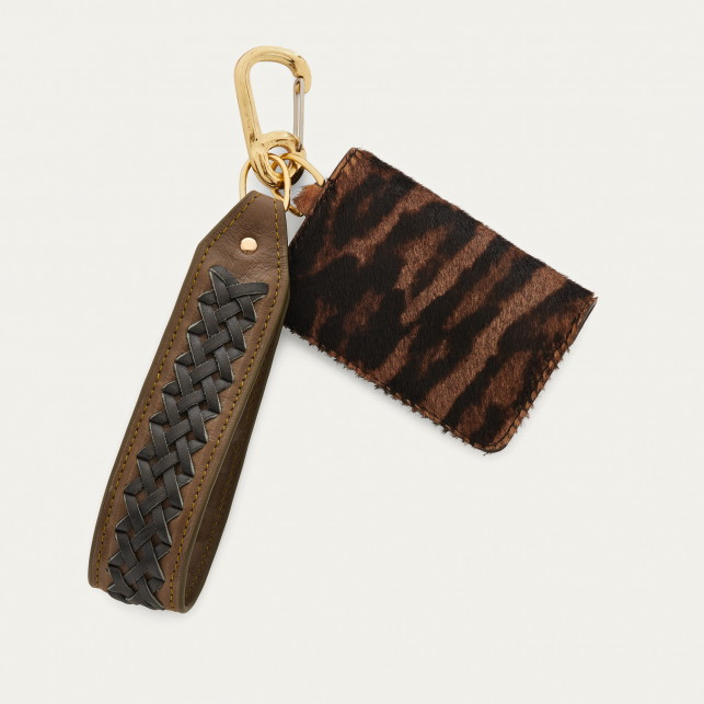 Kaki and Ocelot leathers Pedro Key Holder