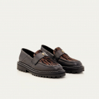 Black Ocelot Leather Mia Moccasins